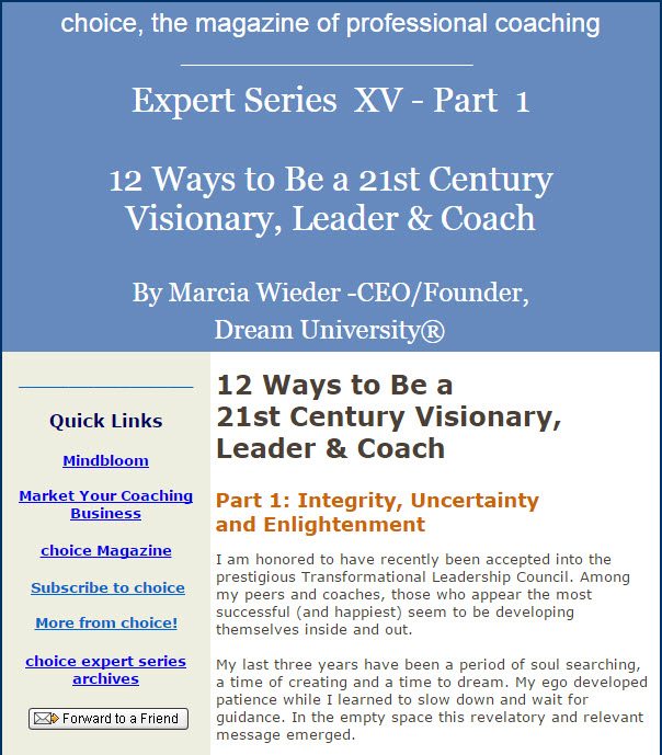 21st Century Visionary - Part 1 - Integrity, Uncertainty and Enlightenment - Choice Magazine