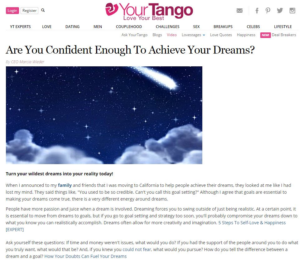 Are You Confident Enough To Achieve Your Dreams - Your Tango