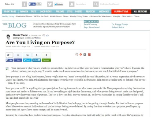 Are You Living on Purpose?Huffington Post Business