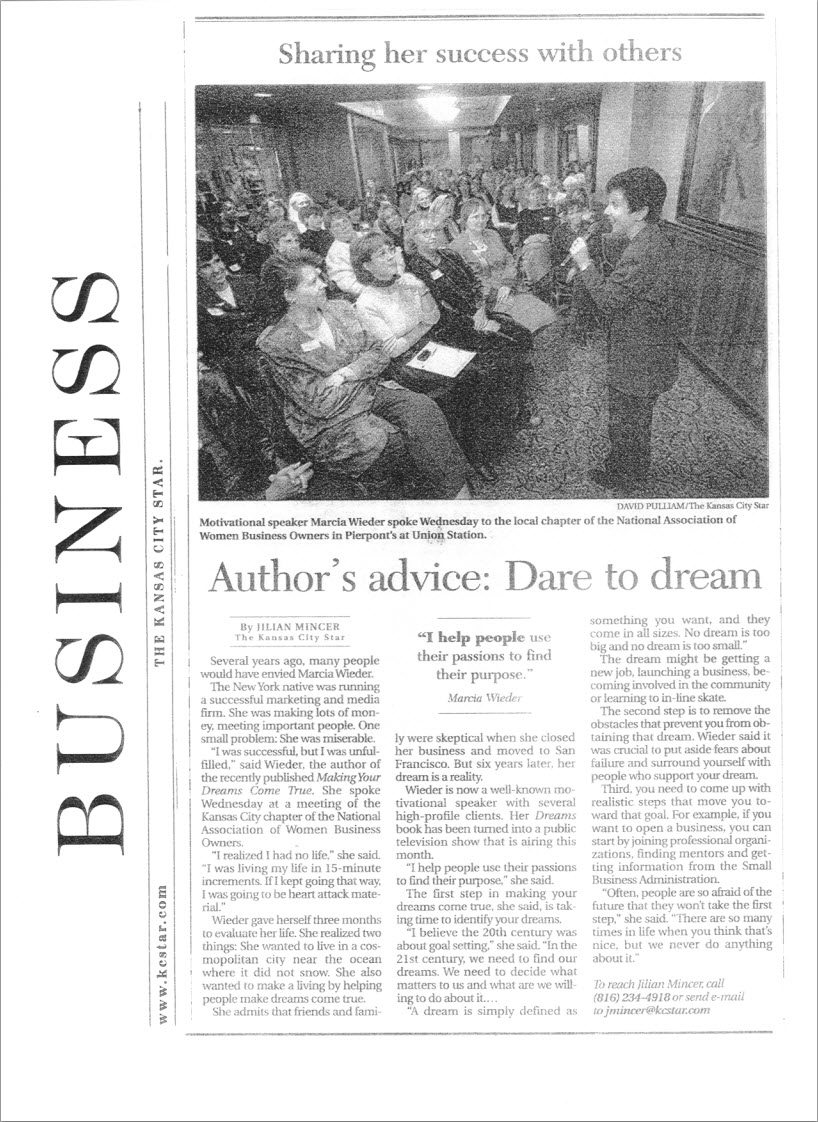 Author's Advice - Dare to Dream Big - Kansas City Star