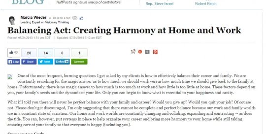 Balancing Act: Creating Harmony at Home and WorkHuffington Post Healthy Living
