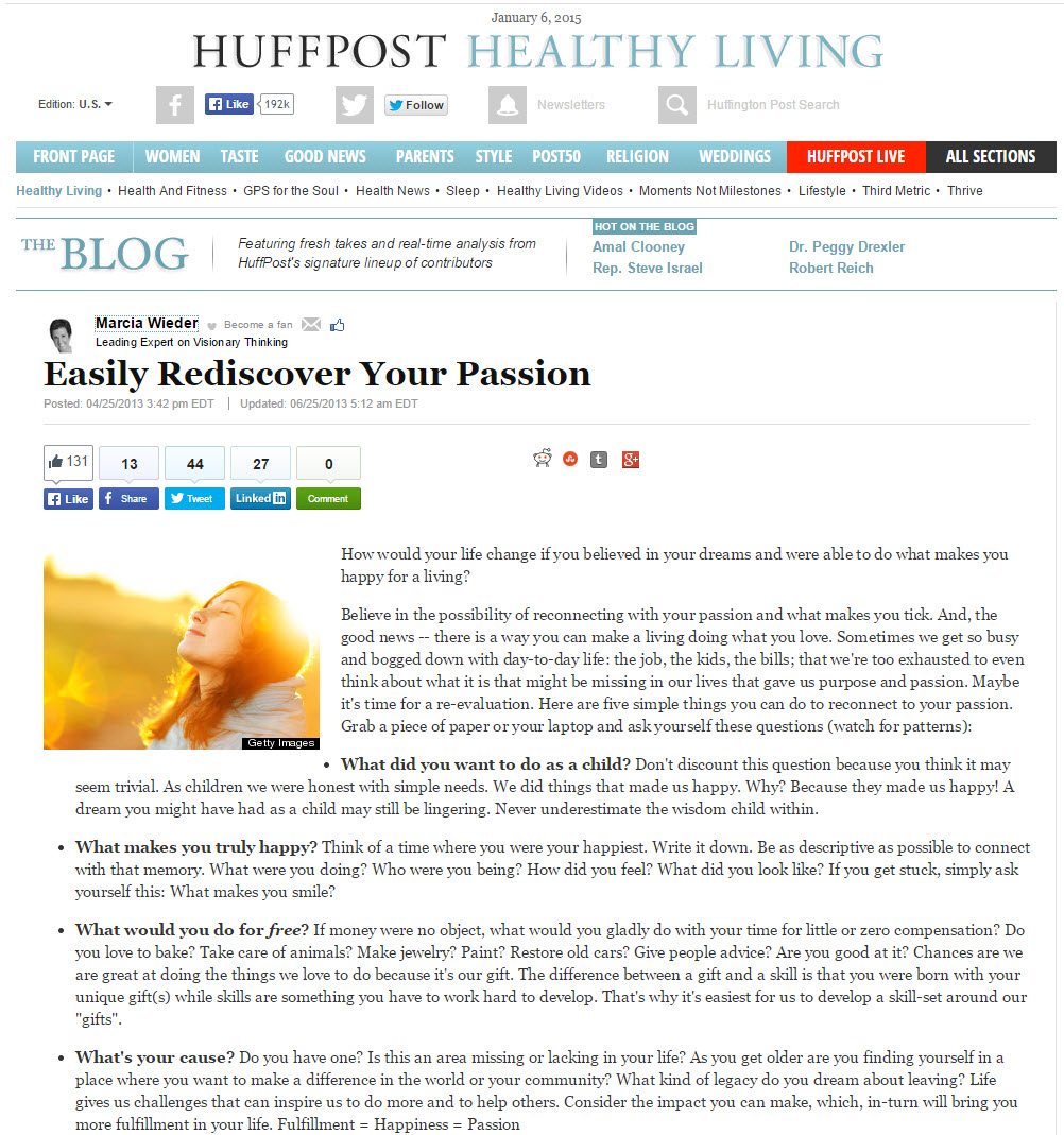 Easily Rediscover Your Passion - Huffington Post Healthy Living