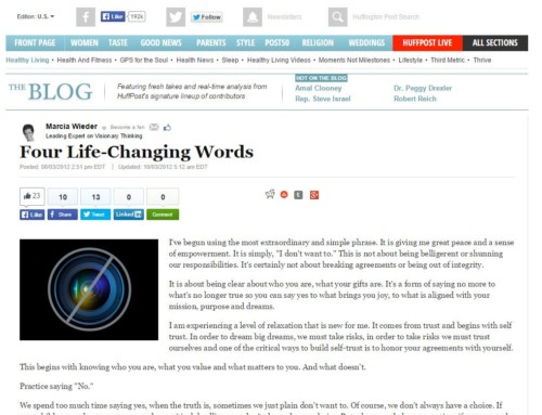 Four Life-Changing WordsHuffington Post Healthy Living