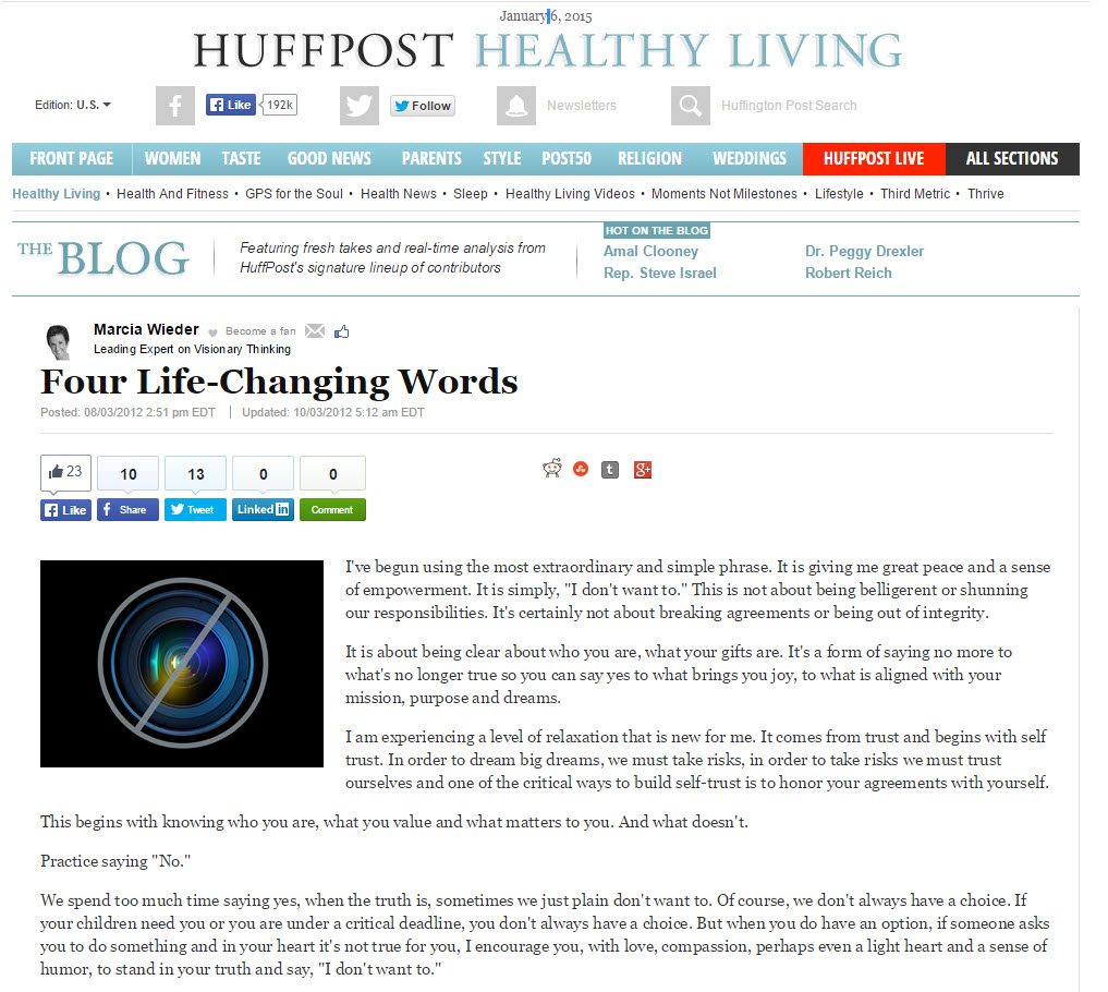 Four Life-Changing Words - Huffington Post Healthy Living