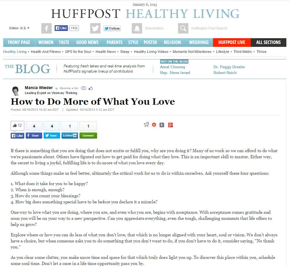 How to Do More of What You Love - Huffington Post Healthy Living