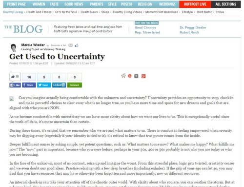 Get Used to UncertaintyHuffington Post Healthy Living