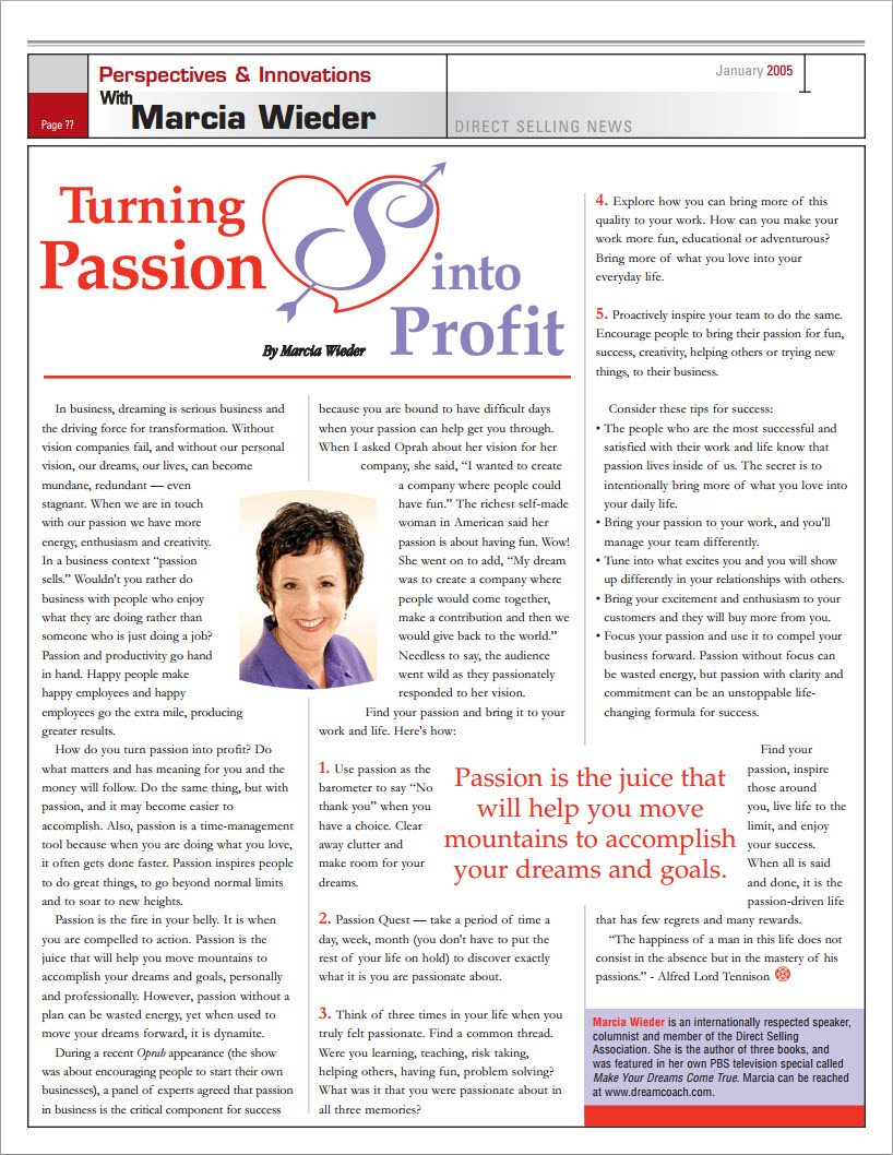 Turning Passion Into Profit - Direct Selling News