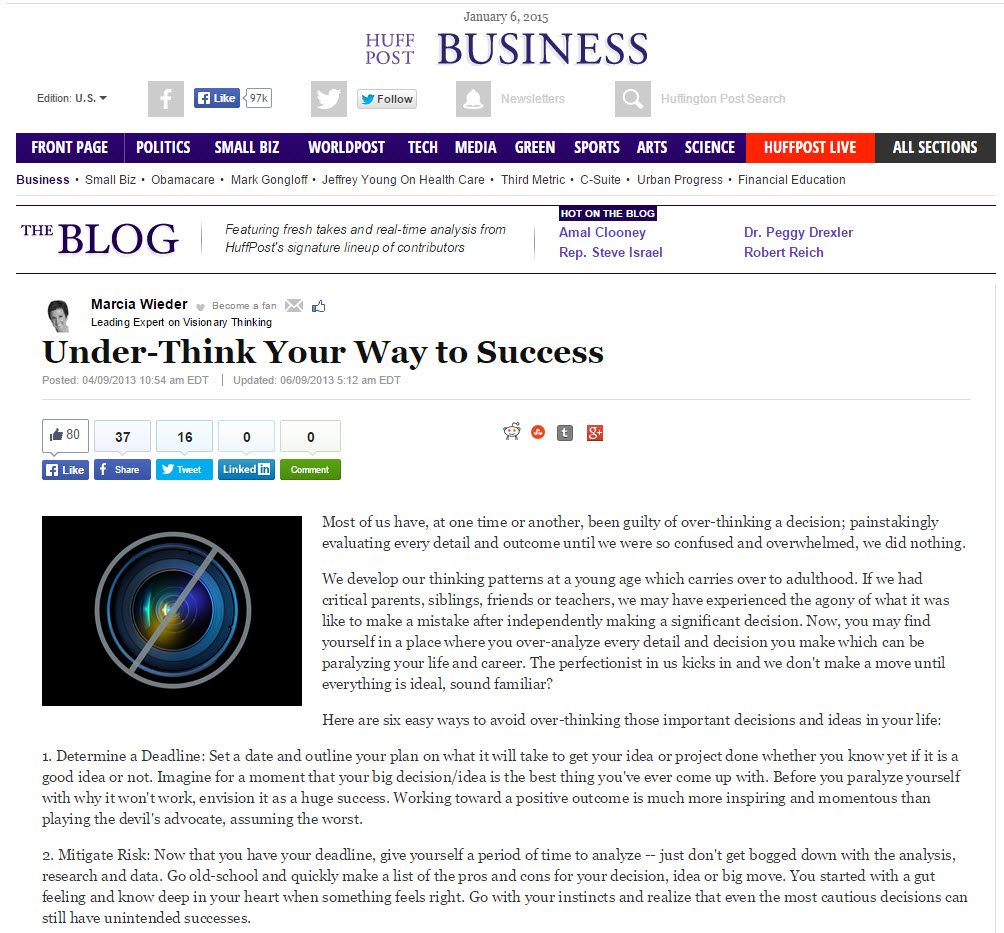 Under-Think Your Way to Success - Huffington Post Business